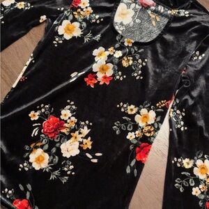No Boundaries Black Floral Velvet Top